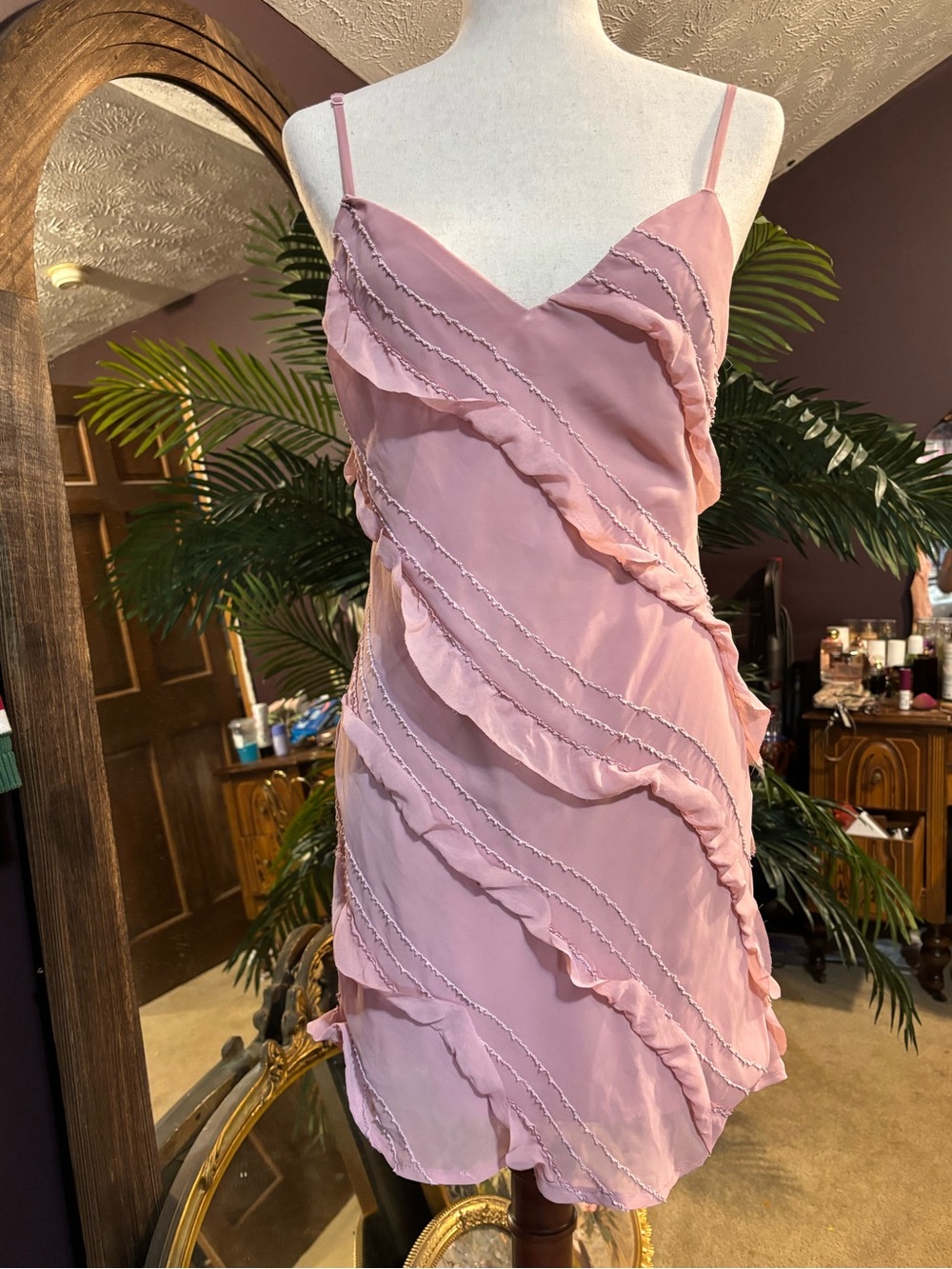 Pink Ruffle Slip Dress